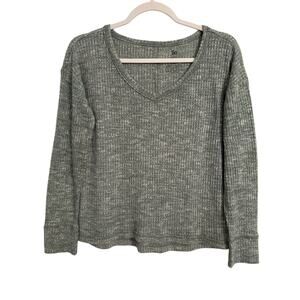 SO Women's XS Preppy Thermal Knit Sage Green Long Sleeve Top Soft Neutral